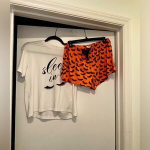 Forever 21 Cropped Short Sleeve Top and with Shorts Pajamas